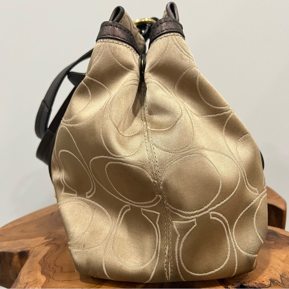 Coach Gold Monogram Leather Strap Brown Shoulder Bag & Wallet - Picture 5 of 14